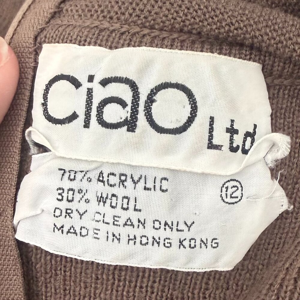 Vintage Ciao Ltd Mushroom Brown Mock Neck Zip Sweater | Size 12 - Picture 9 of 9
